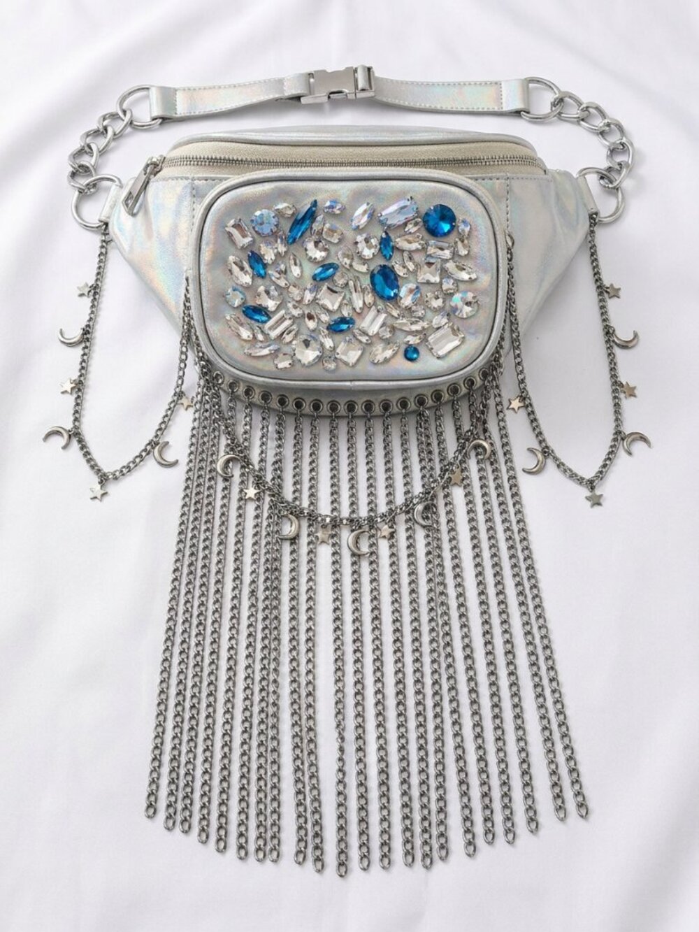 CLUB EXX Galactic Treasure iridescent rave festival jeweled chain belt bag